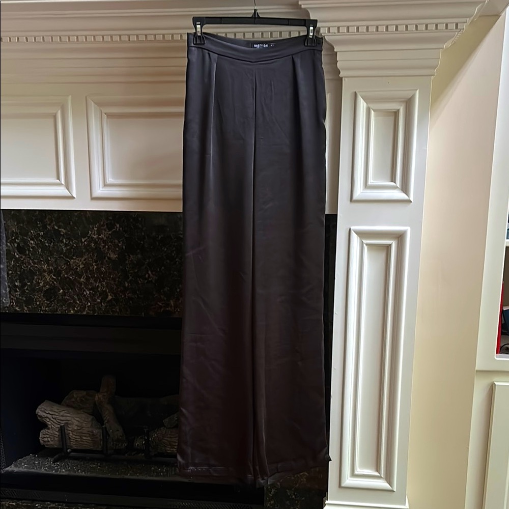 Nasty Gal satin the mood wide leg fool length trousers pants sz.4 (US0) - Picture 5 of 15